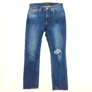 J Crew Mercantile Distressed High Rise Skinny Blue Denim Crop Jeans Size 25